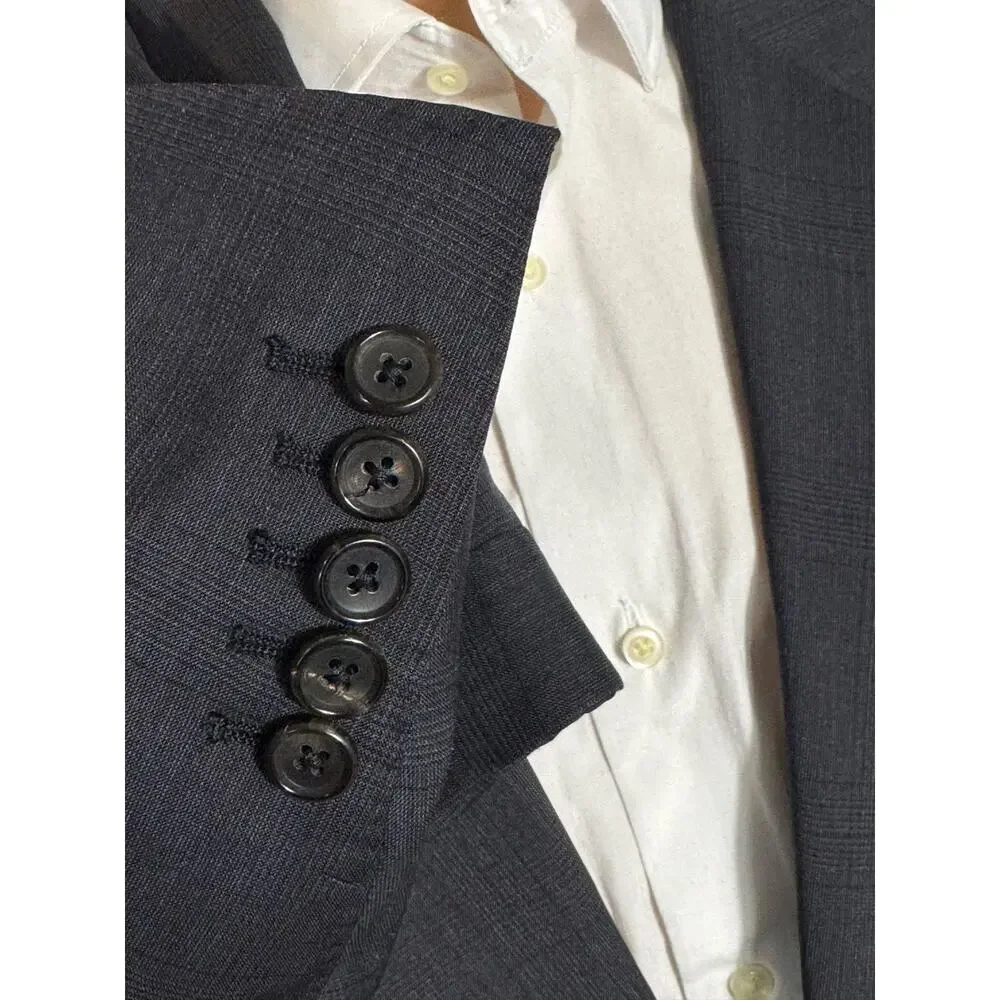 Tom Ford Navy Blue Prince of Wales Wool 2Pc Suit Windsor (56R IT) 44R Peak